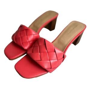 NWOT Christian DiRicco Italy Woven Band Block Sandals Salmon Pink Sandal 3" Heel